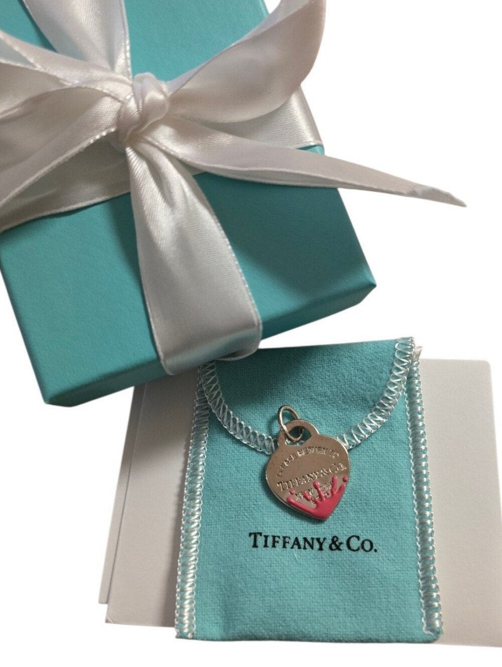 Tiffany & Co Sterling Silver Return To Tiffany Pink Ink Splash Heart Charm